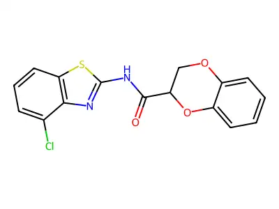 N-(4-chlorobenzo[d]thiazol-2-yl)-2,3-dihydrobenzo[b][1,4]dioxine-2-carboxamide structure