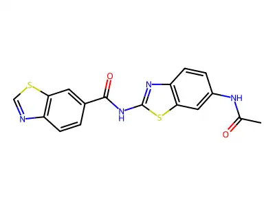 N-(6-acetamido-1,3-benzothiazol-2-yl)-1,3-benzothiazole-6-carboxamide structure