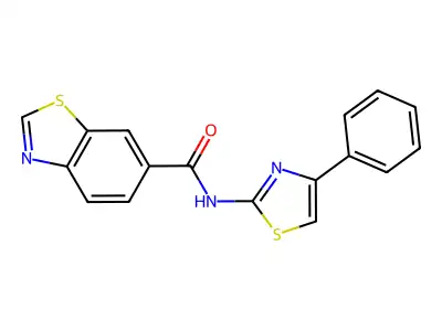 N-(4-phenyl-1,3-thiazol-2-yl)-1,3-benzothiazole-6-carboxamide structure