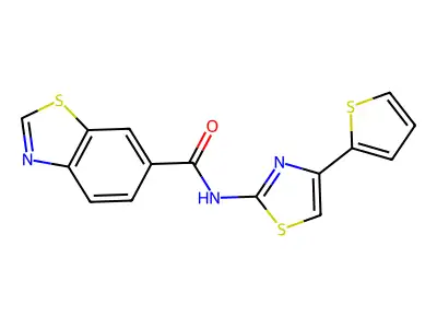 N-(4-(thiophen-2-yl)thiazol-2-yl)benzo[d]thiazole-6-carboxamide structure