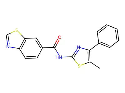 N-(5-methyl-4-phenyl-1,3-thiazol-2-yl)-1,3-benzothiazole-6-carboxamide structure