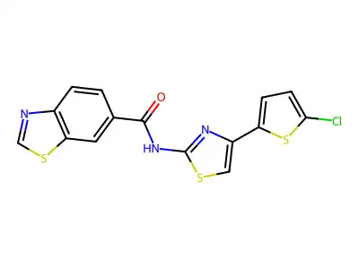 N-[4-(5-chlorothiophen-2-yl)-1,3-thiazol-2-yl]-1,3-benzothiazole-6-carboxamide structure
