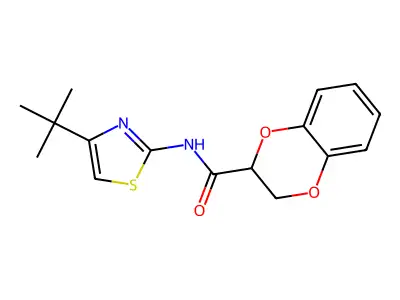 N-(4-(tert-butyl)thiazol-2-yl)-2,3-dihydrobenzo[b][1,4]dioxine-2-carboxamide structure