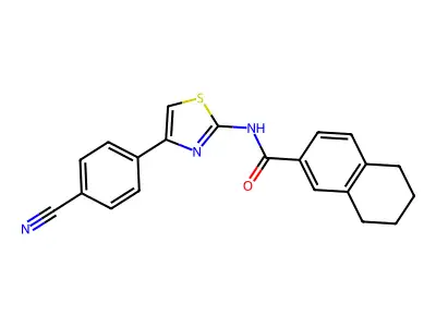 N-[4-(4-cyanophenyl)-1,3-thiazol-2-yl]-5,6,7,8-tetrahydronaphthalene-2-carboxamide structure