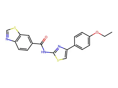 N-[4-(4-ethoxyphenyl)-1,3-thiazol-2-yl]-1,3-benzothiazole-6-carboxamide structure