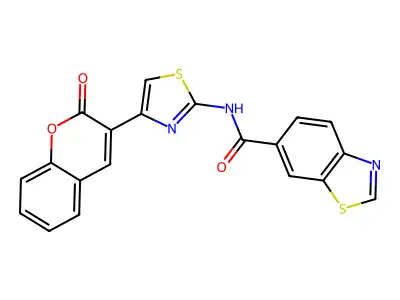 N-(4-(2-oxo-2H-chromen-3-yl)thiazol-2-yl)benzo[d]thiazole-6-carboxamide structure