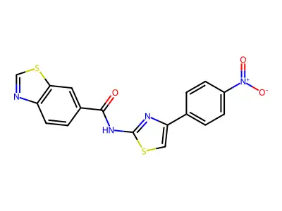 N-[4-(4-nitrophenyl)-1,3-thiazol-2-yl]-1,3-benzothiazole-6-carboxamide structure