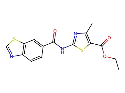 Ethyl 2-(benzo[d]thiazole-6-carboxamido)-4-methylthiazole-5-carboxylate structure