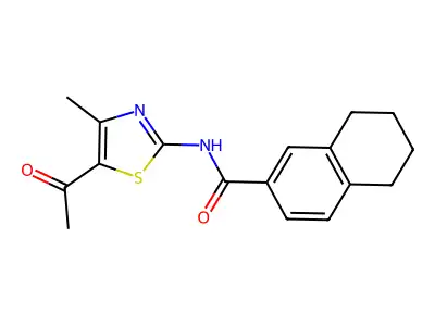 N-(5-acetyl-4-methyl-1,3-thiazol-2-yl)-5,6,7,8-tetrahydronaphthalene-2-carboxamide structure