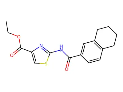 Ethyl 2-(5,6,7,8-tetrahydronaphthalene-2-carboxamido)thiazole-4-carboxylate structure