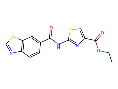 Ethyl 2-(benzo[d]thiazole-6-carboxamido)thiazole-4-carboxylate structure