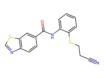 N-(2-((2-cyanoethyl)thio)phenyl)benzo[d]thiazole-6-carboxamide structure