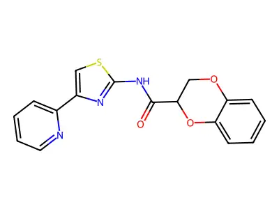 N-(4-pyridin-2-yl-1,3-thiazol-2-yl)-2,3-dihydro-1,4-benzodioxine-3-carboxamide structure