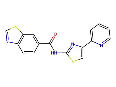 N-(4-(pyridin-2-yl)thiazol-2-yl)benzo[d]thiazole-6-carboxamide structure
