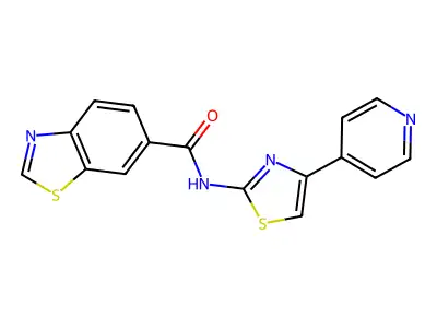 N-(4-(pyridin-4-yl)thiazol-2-yl)benzo[d]thiazole-6-carboxamide structure