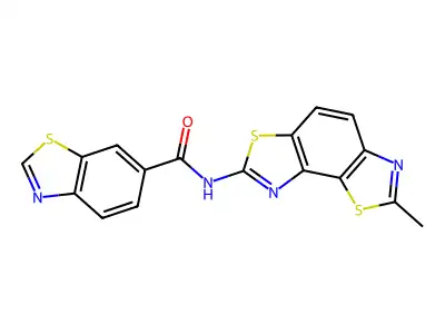 N-(2-methylbenzo[1,2-d:3,4-d']bis(thiazole)-7-yl)benzo[d]thiazole-6-carboxamide structure