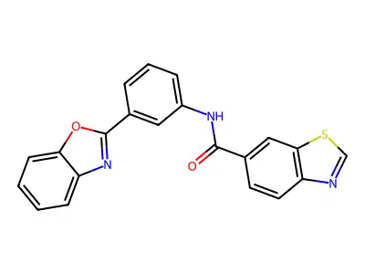 N-[3-(1,3-benzoxazol-2-yl)phenyl]-1,3-benzothiazole-6-carboxamide structure