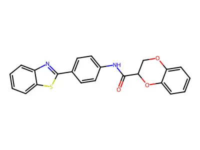 N-[4-(1,3-benzothiazol-2-yl)phenyl]-2,3-dihydro-1,4-benzodioxine-2-carboxamide structure