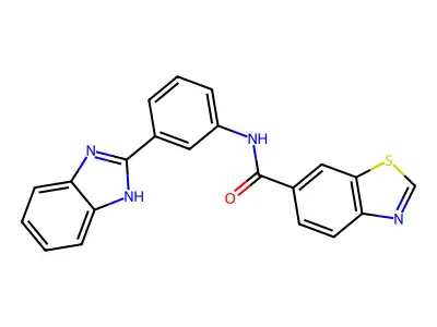 N-(3-(1H-benzo[d]imidazol-2-yl)phenyl)benzo[d]thiazole-6-carboxamide structure