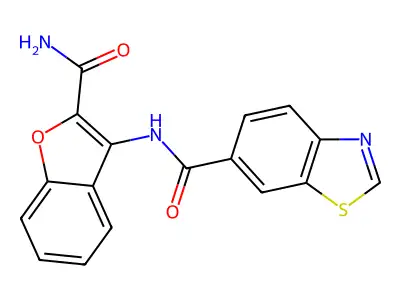 N-(2-carbamoyl-1-benzofuran-3-yl)-1,3-benzothiazole-6-carboxamide structure