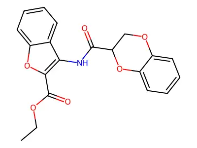 Ethyl 3-(2,3-dihydrobenzo[b][1,4]dioxine-2-carboxamido)benzofuran-2-carboxylate structure