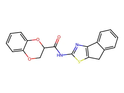 N-(8H-indeno[1,2-d]thiazol-2-yl)-2,3-dihydrobenzo[b][1,4]dioxine-2-carboxamide structure