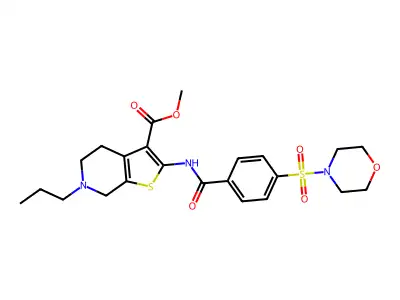 methyl 2-[4-(morpholine-4-sulfonyl)benzamido]-6-propyl-4H,5H,6H,7H-thieno[2,3-c]pyridine-3-carboxylate structure