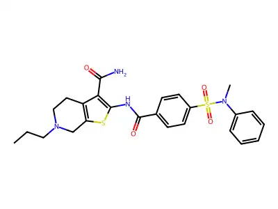 2-[[4-[methyl(phenyl)sulfamoyl]benzoyl]amino]-6-propyl-5,7-dihydro-4H-thieno[2,3-c]pyridine-3-carboxamide structure