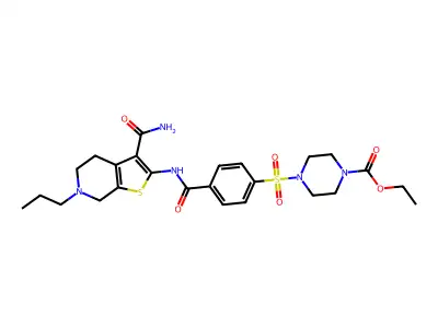ethyl 4-[4-({3-carbamoyl-6-propyl-4H,5H,6H,7H-thieno[2,3-c]pyridin-2-yl}carbamoyl)benzenesulfonyl]piperazine-1-carboxylate structure