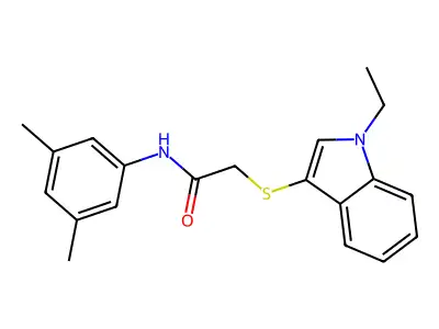 N-(3,5-dimethylphenyl)-2-(1-ethylindol-3-yl)sulfanylacetamide structure