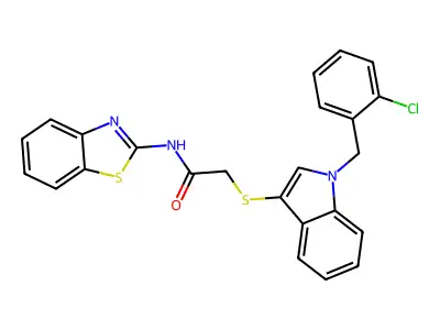 N-(benzo[d]thiazol-2-yl)-2-((1-(2-chlorobenzyl)-1H-indol-3-yl)thio)acetamide structure