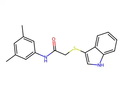 N-(3,5-dimethylphenyl)-2-(1H-indol-3-ylsulfanyl)acetamide structure