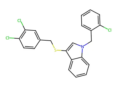 1-(2-chlorobenzyl)-3-((3,4-dichlorobenzyl)thio)-1H-indole structure