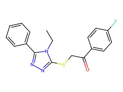 2-((4-Ethyl-5-phenyl-4H-1,2,4-triazol-3-yl)thio)-1-(4-fluorophenyl)ethan-1-one structure