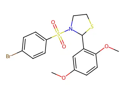 3-(4-Bromophenyl)sulfonyl-2-(2,5-dimethoxyphenyl)-1,3-thiazolidine structure