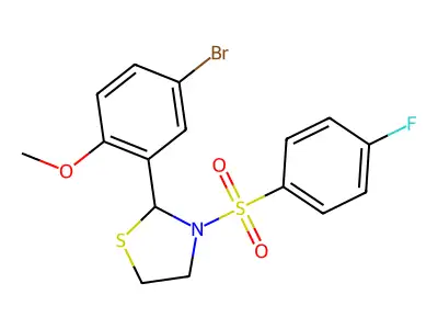 2-(5-Bromo-2-methoxyphenyl)-3-((4-fluorophenyl)sulfonyl)thiazolidine structure
