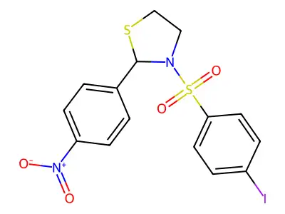3-((4-Iodophenyl)sulfonyl)-2-(4-nitrophenyl)thiazolidine structure