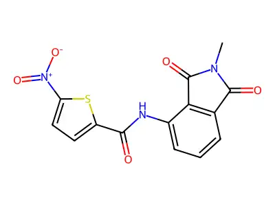 N-(2-methyl-1,3-dioxoisoindolin-4-yl)-5-nitrothiophene-2-carboxamide structure