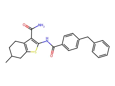 2-(4-Benzylbenzamido)-6-methyl-4,5,6,7-tetrahydrobenzo[b]thiophene-3-carboxamide structure