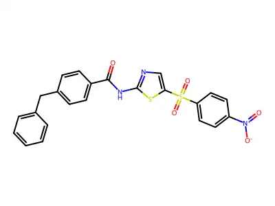 4-benzyl-N-[5-(4-nitrophenyl)sulfonyl-1,3-thiazol-2-yl]benzamide structure