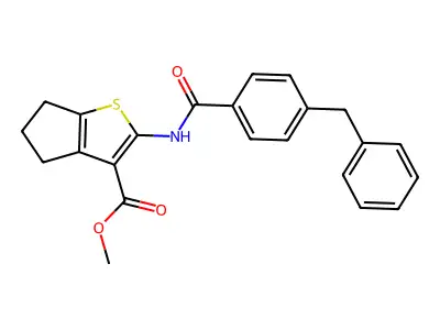 methyl 2-(4-benzylbenzamido)-5,6-dihydro-4H-cyclopenta[b]thiophene-3-carboxylate structure