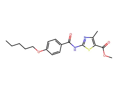 Methyl 4-methyl-2-[4-(pentyloxy)benzamido]-1,3-thiazole-5-carboxylate structure
