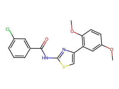 3-chloro-N-[4-(2,5-dimethoxyphenyl)-1,3-thiazol-2-yl]benzamide structure