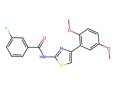 N-[4-(2,5-dimethoxyphenyl)-1,3-thiazol-2-yl]-3-fluorobenzamide structure