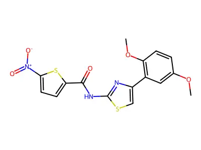 N-[4-(2,5-dimethoxyphenyl)-1,3-thiazol-2-yl]-5-nitrothiophene-2-carboxamide structure