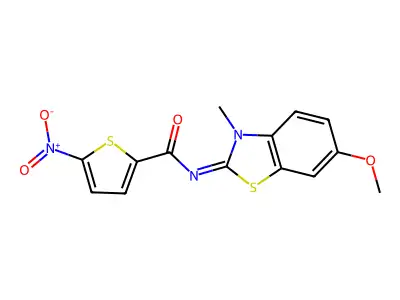 (E)-N-(6-methoxy-3-methylbenzo[d]thiazol-2(3H)-ylidene)-5-nitrothiophene-2-carboxamide structure