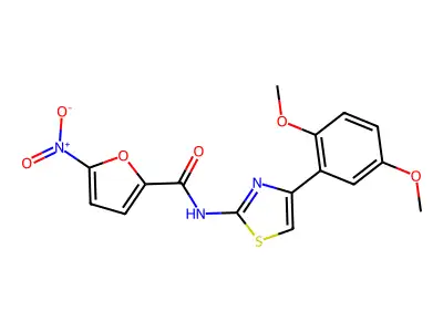 N-[4-(2,5-dimethoxyphenyl)-1,3-thiazol-2-yl]-5-nitrofuran-2-carboxamide structure