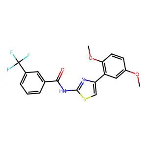 N-[4-(2,5-dimethoxyphenyl)-1,3-thiazol-2-yl]-3-(trifluoromethyl)benzamide structure