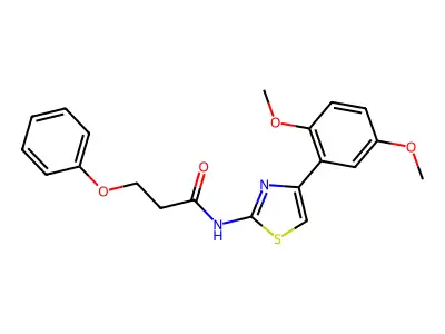 N-[4-(2,5-dimethoxyphenyl)-1,3-thiazol-2-yl]-3-phenoxypropanamide structure