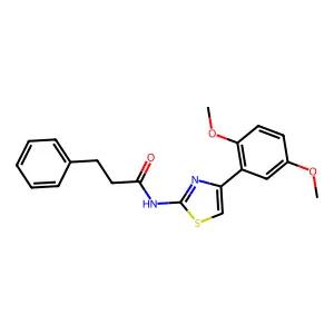 N-[4-(2,5-dimethoxyphenyl)-1,3-thiazol-2-yl]-3-phenylpropanamide structure